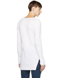Balmain White Long Sleeve Ribbed T Shirt
