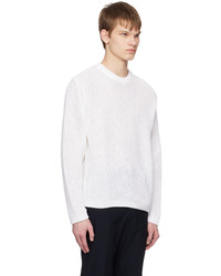 Solid Homme White Open Work Sweater