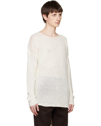 Isabel Benenato White Round Neck Sweater