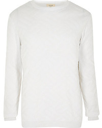 River Island White Textured Knitted Sweater