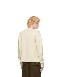 Jil Sander White Wool And Silk Metal Decoration Sweater