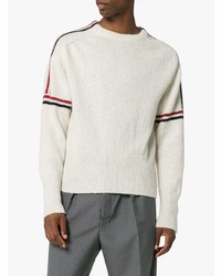 Thom Browne White Wool Jumper With Stripes