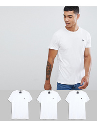 Abercrombie & Fitch 3 Pack Crew Neck T Shirt Icon Logo In White