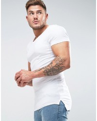 ASOS DESIGN Asos Muscle Fit Scoop Neck T Shirt With Chest Pocket In White