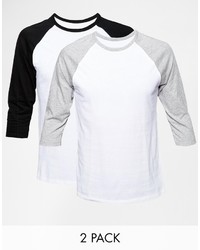 Asos Brand 34 Sleeve T Shirt With Contrast Raglan 2 Pack Save 20%