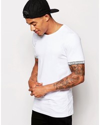 Asos Brand Fitted Fit T Shirt With Taped Cuffs And Stretch