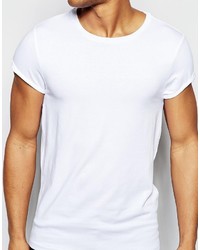 Asos Brand Muscle T Shirt With Roll Sleeve In White
