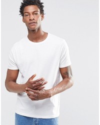 Asos Brand Premium Cotton Slub T Shirt With Curved Hem In White