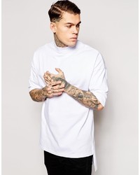 Asos Brand Super Longline T Shirt In Heavyeight Jersey With Turtleneck