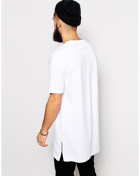 Asos Brand Super Longline T Shirt With Side Zip Detail