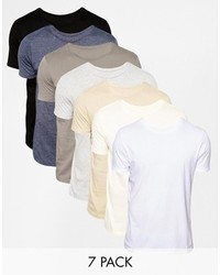 Asos Brand T Shirt With Crew Neck 7 Pack Save 24%