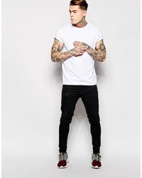 Asos Brand T Shirt With Crew Neck And Roll Sleeve