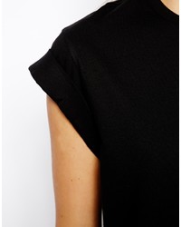 Asos Collection Cropped Boyfriend T Shirt With Roll Sleeve
