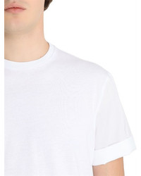 Neil Barrett Cotton Jersey T Shirt W Poplin Sleeves