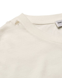 Saint Laurent Distressed Cotton Jersey T Shirt