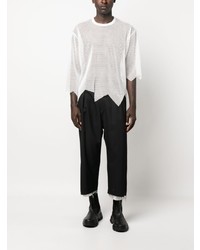 Black Comme Des Garçons Fully Perforated Asymmetric T Shirt