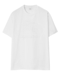 Burberry Jacquard Logo Embossed Cotton T Shirt