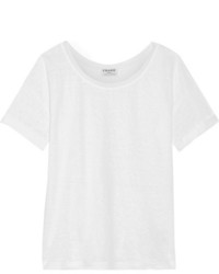 Frame Le Slouchy Slub Linen T Shirt White