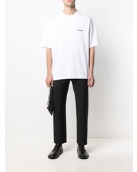 Balenciaga Logo Embroidered Cotton T Shirt