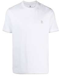 Brunello Cucinelli Logo Embroidered Cotton T Shirt