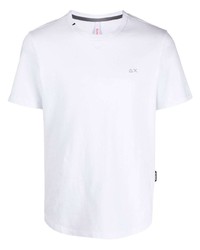 Sun 68 Logo Embroidered Cotton T Shirt