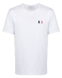 Ami Paris Logo Embroidered Crew Neck T Shirt