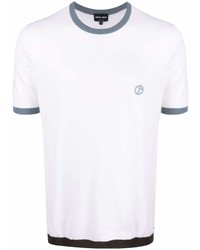 Giorgio Armani Logo Embroidered Virgin Wool T Shirt