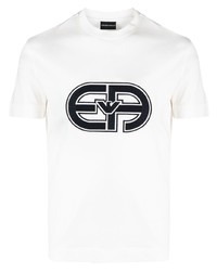 Giorgio Armani Logo Patch Cotton Lyocell Blend T Shirt