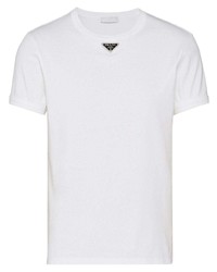 Prada Logo Plaque Cotton T Shirt