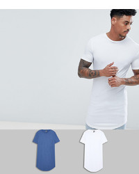 ASOS DESIGN Longline Muscle Fit T Shirt In Rib With Curve Hem 2 Pack Save