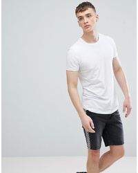 Esprit Longline Muscle Fit T Shirt In White With Curved Hem