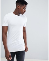 ASOS DESIGN Longline Muscle Fit T Shirt With Crew Neck In White