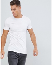 ASOS DESIGN Longline Muscle Fit T Shirt With Crew Neck In White