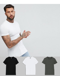 ASOS DESIGN Muscle Fit T Shirt With Crew Neck 3 Pack Save