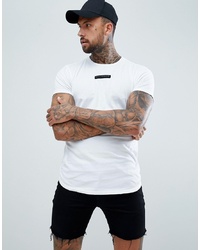 Religion Muscle Fit T Shirt With Curved Hem In White