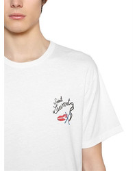 Saint Laurent No Smoking Detail Cotton Jersey T Shirt