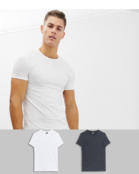 ASOS DESIGN Organic Muscle Fit T Shirt With Crew Neck 2 Pack Save