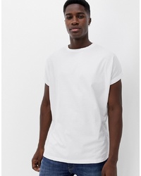 ASOS DESIGN Oversized Longline T Shirt With Roll Sleeve In White