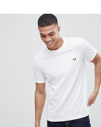 Fred Perry Pique Logo Crew Neck T Shirt In White
