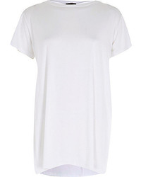 River Island Plain White Short Sleeve Side Split T Shirt