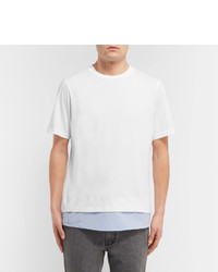 Oamc Poplin Trimmed Cotton Jersey T Shirt