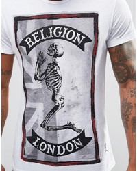 Religion Praying Skeleton Union Jack T Shirt
