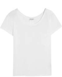 Saint Laurent Scoop Neck Cotton Jersey T Shirt White