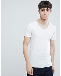 Tom Tailor Scoop Neck T Shirt With Raw Hem In White