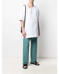 Jil Sander Short Sleeve Collarless Shirt
