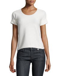 Armani Collezioni Short Sleeve Textured Stripe T Shirt Off White