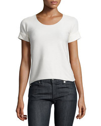 Armani Collezioni Short Sleeve Textured Stripe T Shirt Off White