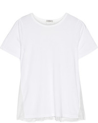 Clu Silk Paneled Cotton And Modal Blend T Shirt White