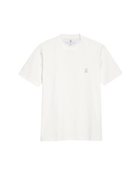 Brunello Cucinelli Slim Fit Chest Logo T Shirt In Off White At Nordstrom