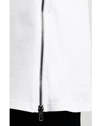 Topman Slim Fit Longline T Shirt With Side Zip Detail